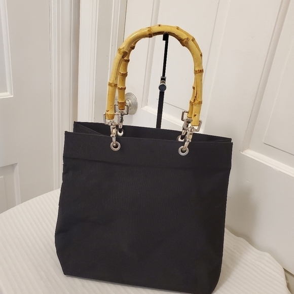 Sunny Hawaii Black Canvas Tote With Bamboo Handles, Lightweight, open top - Picture 10 of 10